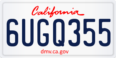 CA license plate 6UGQ355