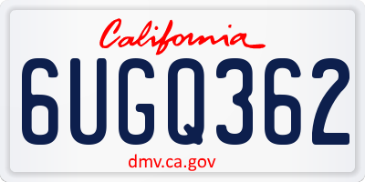 CA license plate 6UGQ362