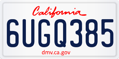 CA license plate 6UGQ385