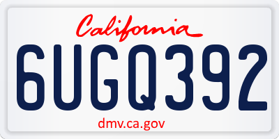 CA license plate 6UGQ392
