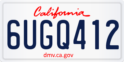 CA license plate 6UGQ412