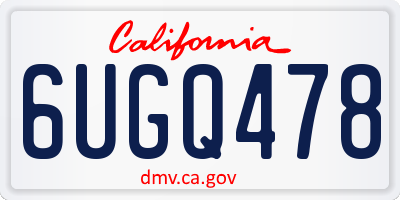 CA license plate 6UGQ478