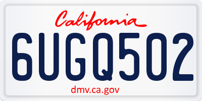 CA license plate 6UGQ502