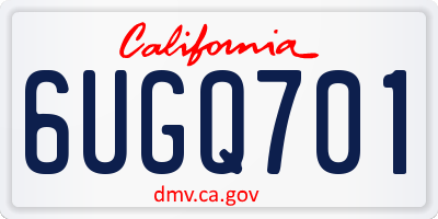 CA license plate 6UGQ701