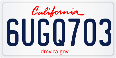 CA license plate 6UGQ703
