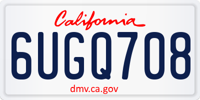 CA license plate 6UGQ708