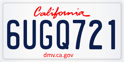 CA license plate 6UGQ721