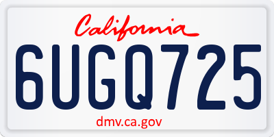 CA license plate 6UGQ725