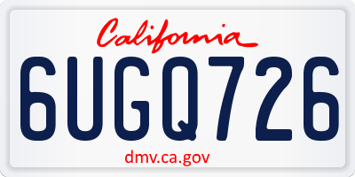 CA license plate 6UGQ726