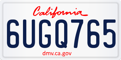 CA license plate 6UGQ765