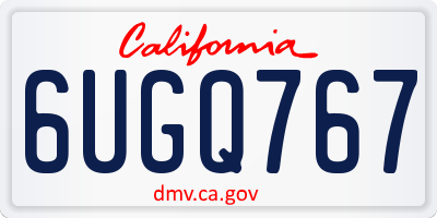 CA license plate 6UGQ767