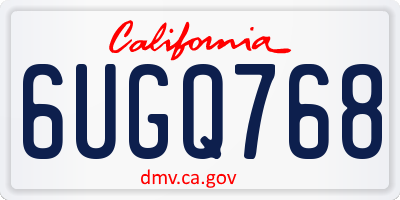 CA license plate 6UGQ768