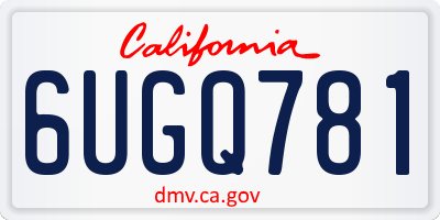 CA license plate 6UGQ781