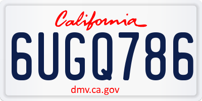 CA license plate 6UGQ786