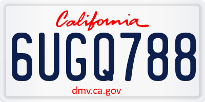 CA license plate 6UGQ788