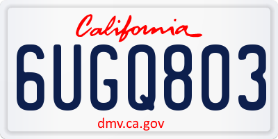CA license plate 6UGQ803