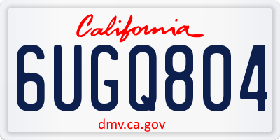 CA license plate 6UGQ804