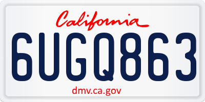 CA license plate 6UGQ863