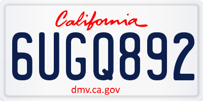 CA license plate 6UGQ892