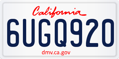 CA license plate 6UGQ920