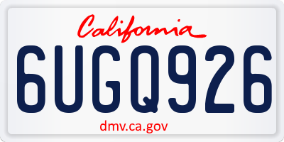 CA license plate 6UGQ926