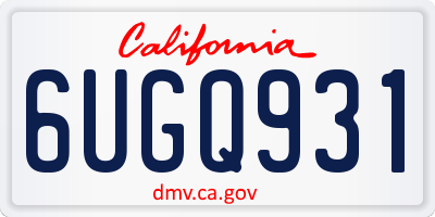 CA license plate 6UGQ931