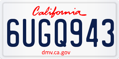 CA license plate 6UGQ943