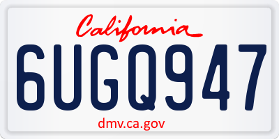 CA license plate 6UGQ947