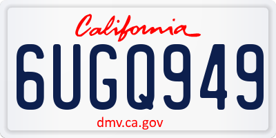 CA license plate 6UGQ949