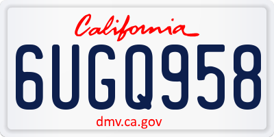 CA license plate 6UGQ958