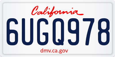 CA license plate 6UGQ978