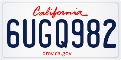 CA license plate 6UGQ982