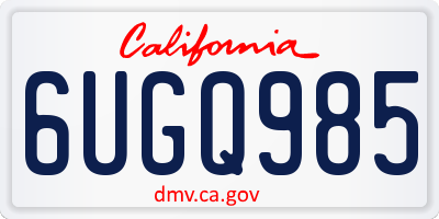 CA license plate 6UGQ985