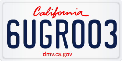 CA license plate 6UGR003