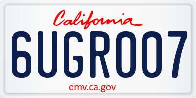 CA license plate 6UGR007