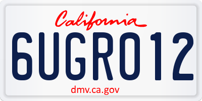 CA license plate 6UGR012