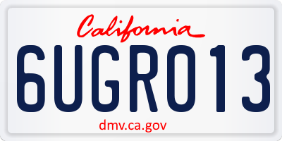 CA license plate 6UGR013