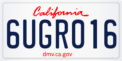 CA license plate 6UGR016