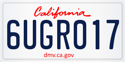 CA license plate 6UGR017
