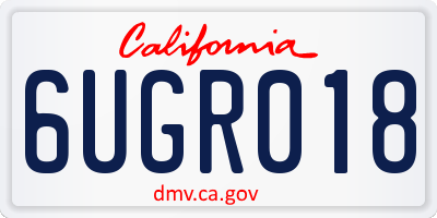 CA license plate 6UGR018