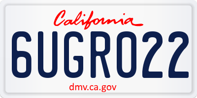 CA license plate 6UGR022
