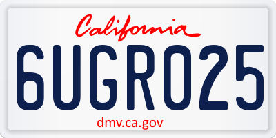 CA license plate 6UGR025