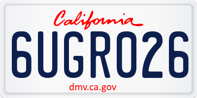 CA license plate 6UGR026