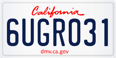 CA license plate 6UGR031