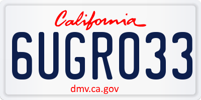 CA license plate 6UGR033