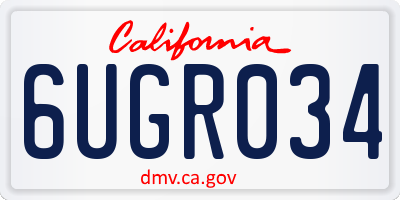 CA license plate 6UGR034