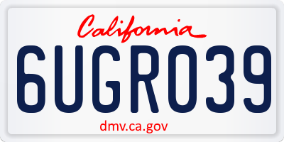 CA license plate 6UGR039