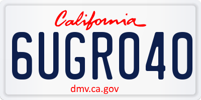 CA license plate 6UGR040