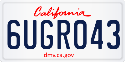 CA license plate 6UGR043