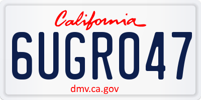 CA license plate 6UGR047